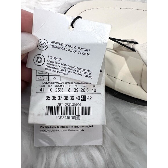 Zara Strappy Toe Block Heeled Leather Sandals Off White Thong Women US 10 EUR 41 - Picture 11 of 11